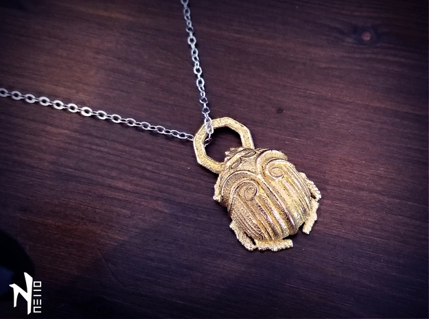 Beetle Pendant in Polished Gold Steel
