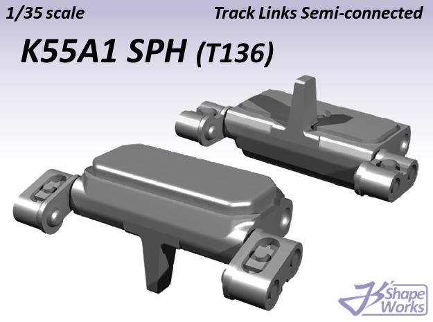 1/35 K55A1 SPH Track Links semi-connected  in Smooth Fine Detail Plastic
