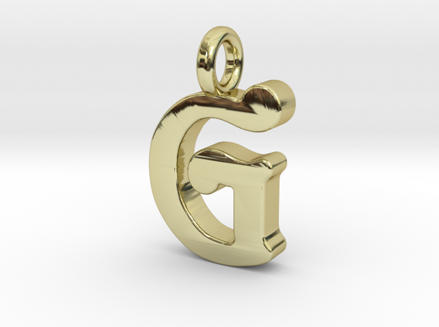 G - Pendant - 2mm thk. in 18k Gold Plated Brass
