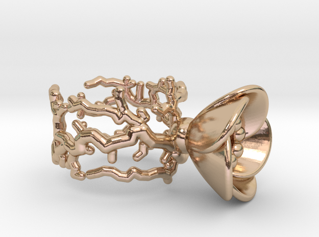 Half open flower ring (US sizes 1.5 – 5.5) in 14k Rose Gold Plated Brass: 5.5 / 50.25