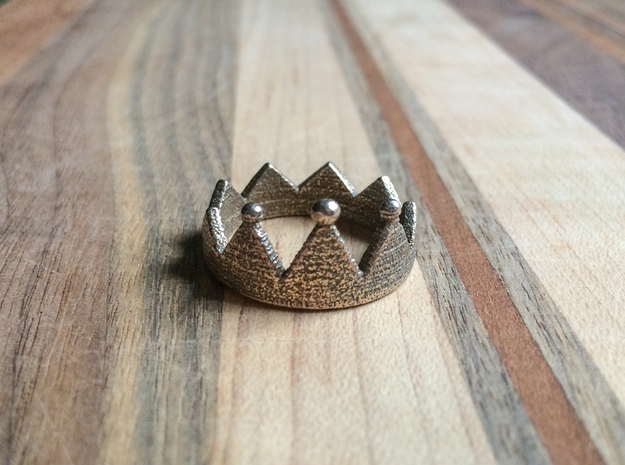 Crown Ring in Polished Bronzed Silver Steel: 7 / 54