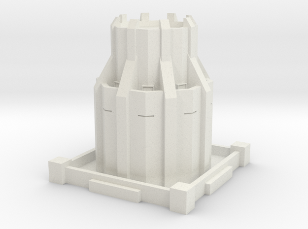 Alternative Steampunk Dystopian Defense Tower in White Natural Versatile Plastic