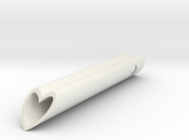 Heart Tube Charm Pendant, Love heart-shaped charm  in White Natural Versatile Plastic