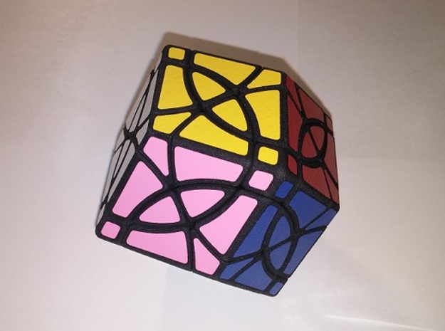 curvy dino rhombic dodecahedron in Black Natural Versatile Plastic