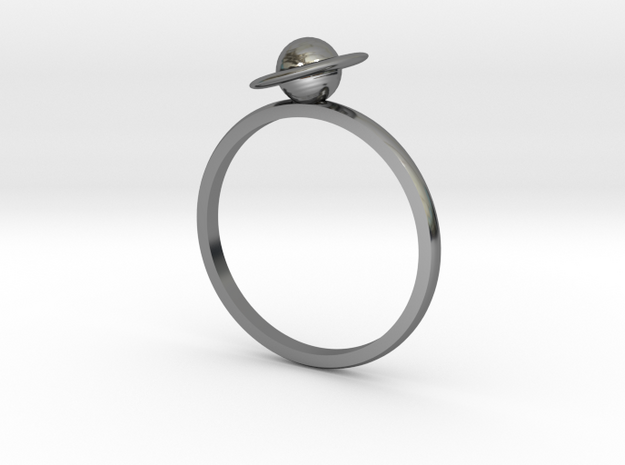 Planet Saturn Ring  in Fine Detail Polished Silver