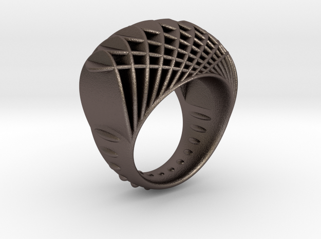 ring-dubbelbol-metaal / double concave metal in Polished Bronzed Silver Steel: 6.5 / 52.75