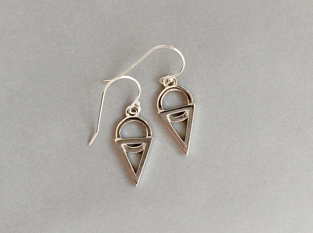 Dainty Geometric Earrings in Polished Silver