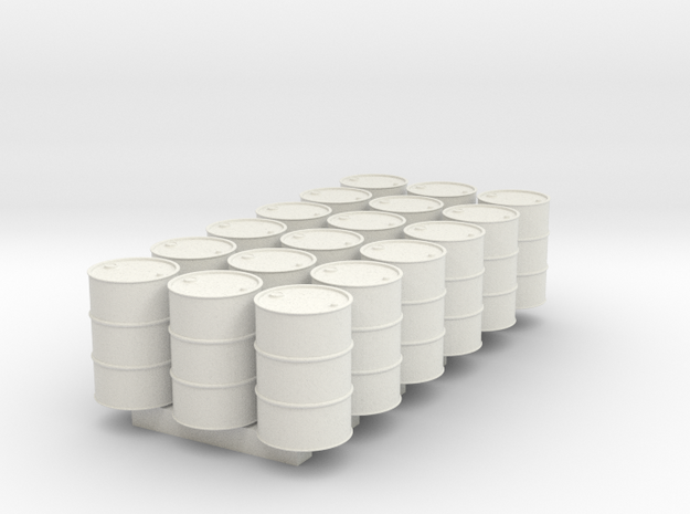 18 N scale oil drums in White Natural Versatile Plastic