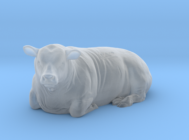 1/64 Lying Polled Bull Left Turn in Smooth Fine Detail Plastic