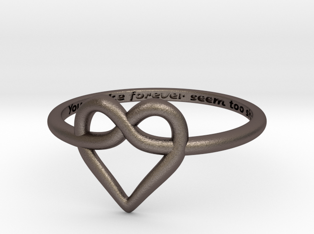 Infinity Love Ring in Polished Bronzed Silver Steel: 5 / 49