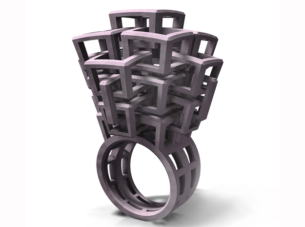 Kubus-ring-groot in Black Natural Versatile Plastic: 6.5 / 52.75