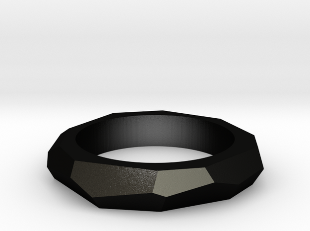 faceted ring in Matte Black Steel