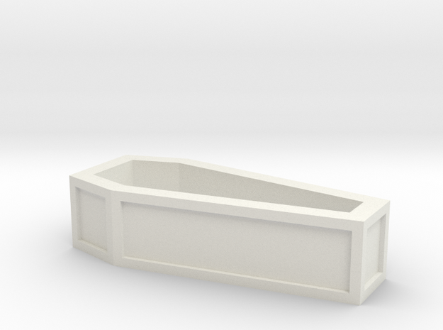 1" long coffin without lid in White Natural Versatile Plastic