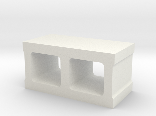 1/10 Concrete Block in White Natural Versatile Plastic