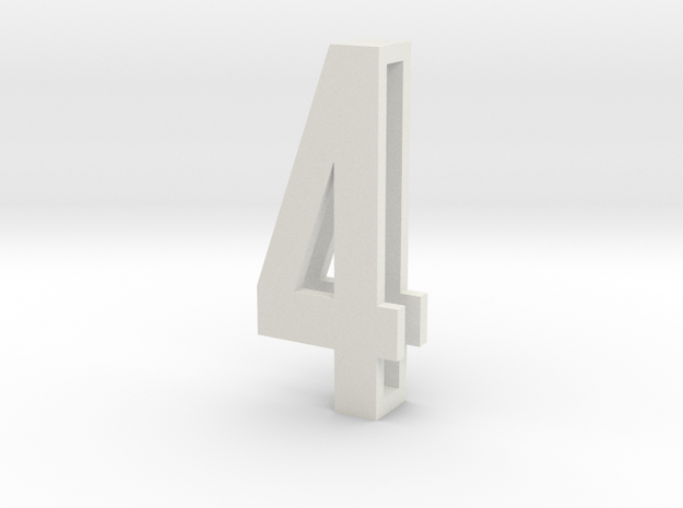 Choker Slide Letters (4cm) - Number 4 in White Natural Versatile Plastic