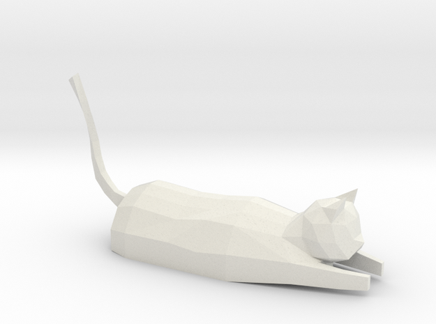 Decorative low-poly cat in White Natural Versatile Plastic