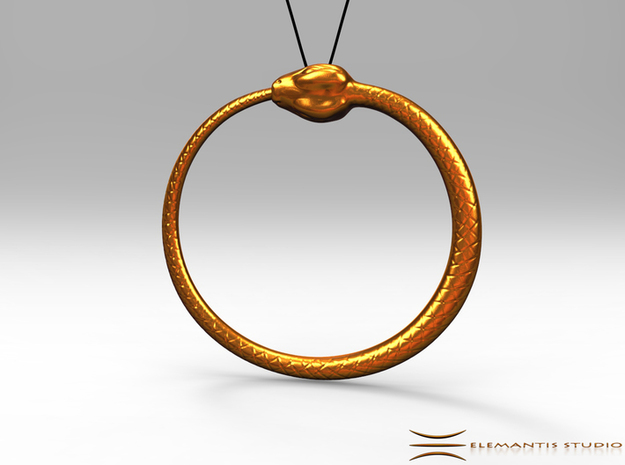 Ouroboros Pendant 6.2cm in Natural Brass