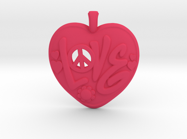 12 - Love-Locket  in Pink Processed Versatile Plastic: Medium