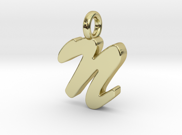 N - Pendant 2mm thk. in 18k Gold Plated Brass