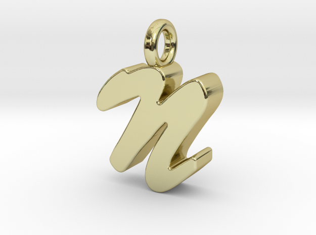 N - Pendant 3mm thk. in 18k Gold Plated Brass