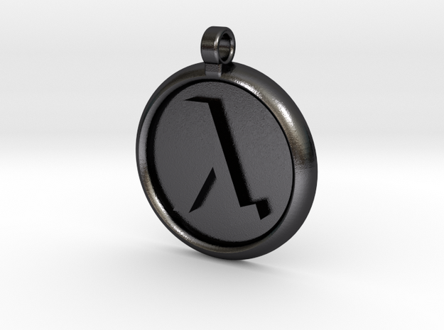 Half-Life Logo Pendant in Polished and Bronzed Black Steel: Extra Large