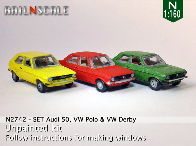 SET Audi 50, VW Polo & VW Derby (N 1:160) in Tan Fine Detail Plastic