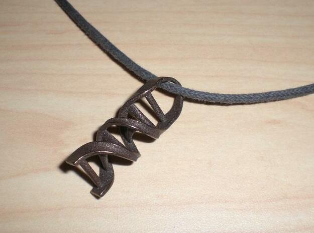 Large DNA Pendant in Polished Bronzed Silver Steel