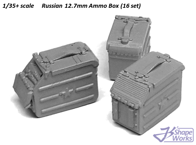1/35 Russian 12.7mm Ammo box (16 set) in White Natural Versatile Plastic: 1:18