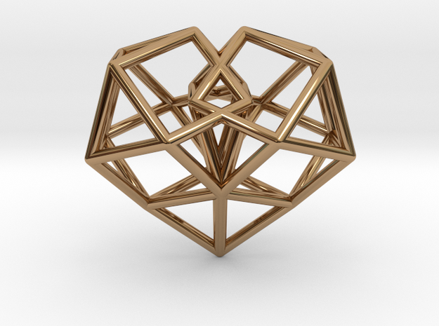 Pendant_Cuboctahedron-Heart in Polished Brass
