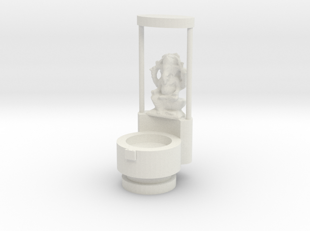 Candel_stand_With_Ganesha_idol in White Natural Versatile Plastic