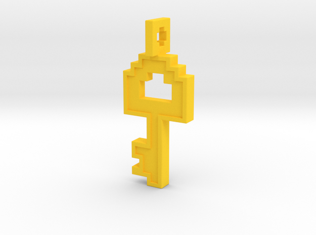 8-bit Key Pendant in Yellow Processed Versatile Plastic