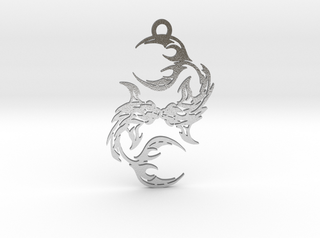 Pisces amulet in Natural Silver