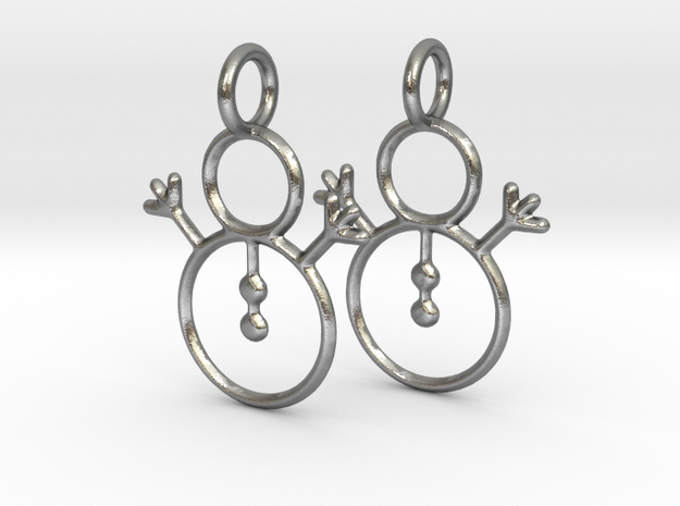 Snowman earrings (precious metals) in Natural Silver