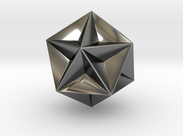 0414 Great Dodecahedron (F&full сolor, 3cm) #001 in Fine Detail Polished Silver
