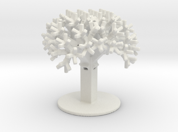 Rectangular Fractal Tree in White Natural Versatile Plastic