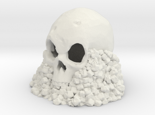 Skull on Rocks in White Natural Versatile Plastic