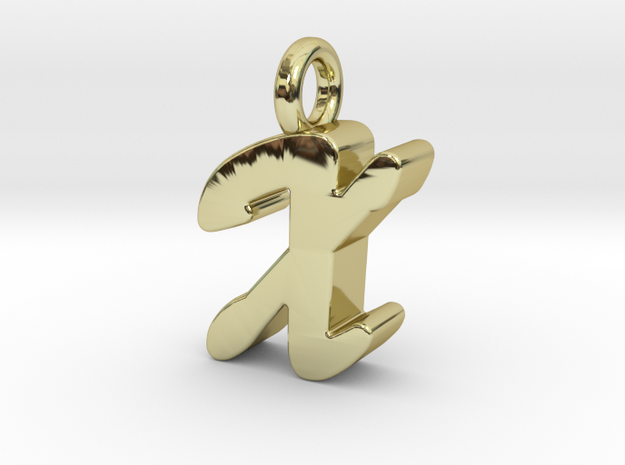 X - Pendant 3mm thk. in 18k Gold Plated Brass