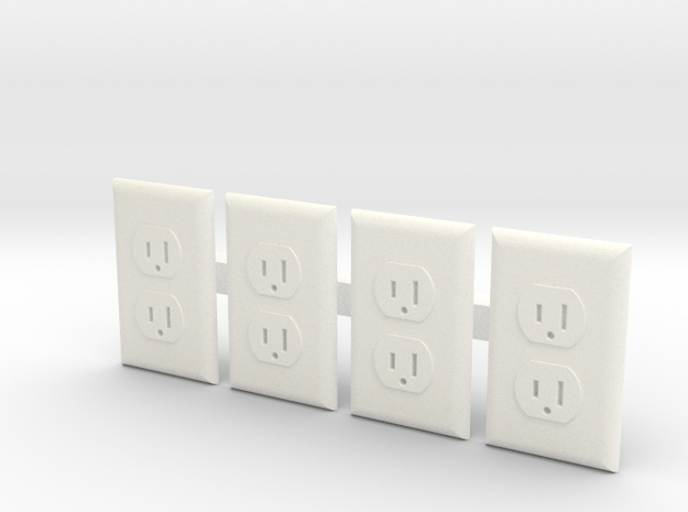 Electrical Outlet Faces; 1/6 Scale - Qty 4 in White Processed Versatile Plastic