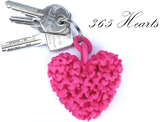 365 Hearts Key Ring in Pink Processed Versatile Plastic