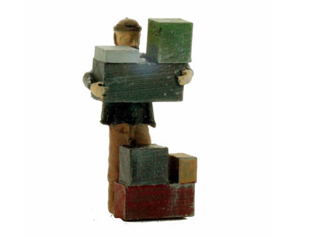 S Freight Worker Stacking Boxes Figure in Tan Fine Detail Plastic