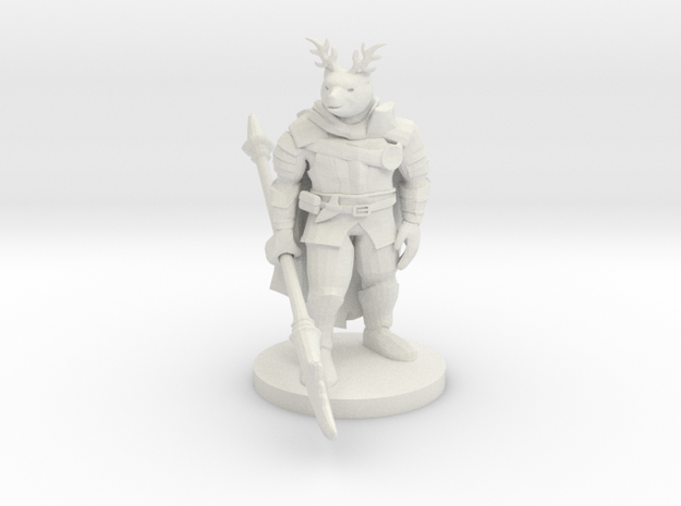 Were Bear Knight with Antlers in White Natural Versatile Plastic