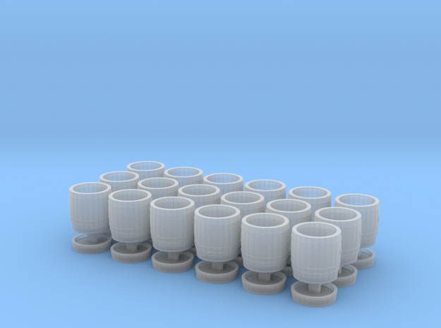 18 wooden barrels N scale in Smooth Fine Detail Plastic