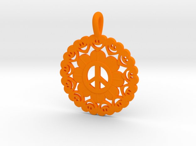 27- HEARTFACE- CIRCLES in Orange Processed Versatile Plastic: Small