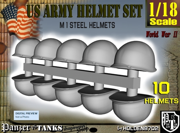 1/18 US M1 Helmets Set1 in White Natural Versatile Plastic