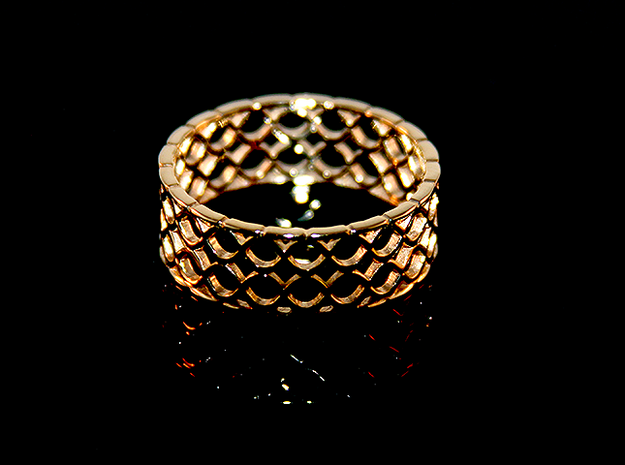 Waves Ring (Male, Size 13) in 18k Gold Plated Brass