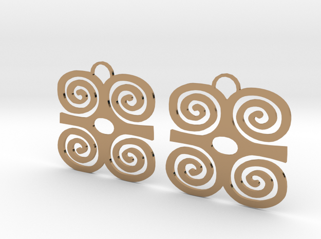 Adinkra Symbol of Strength Earrings in Polished Brass