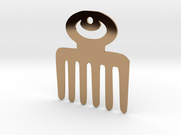Adinkra Symbol of Beauty Pendant in Polished Brass