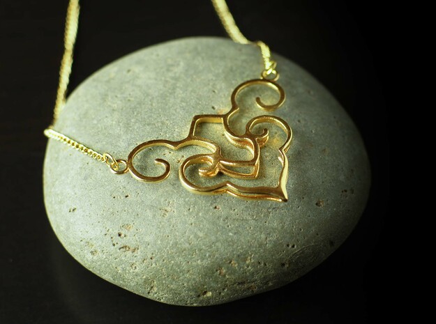 Wishful Cloud Symbol Necklace  in Natural Brass