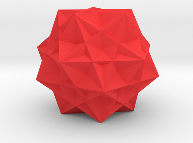 Five cubes inside a dodecahedron in Red Processed Versatile Plastic