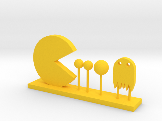Pacman and Ghost in Yellow Processed Versatile Plastic